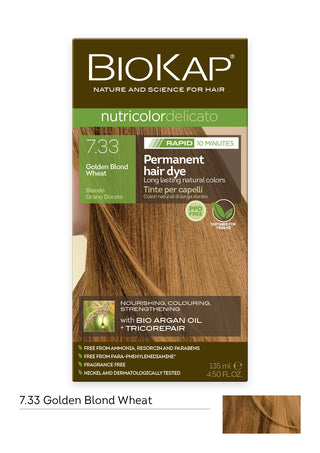 [CLEARANCE] BioKap Nutricolor Delicato Rapid Hair Dye - Golden Blond Wheat 7.33+